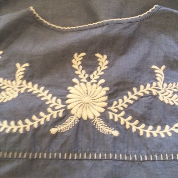 Tory Burch Chambray Floral Embroidery Mini Tunic Shift Dress - Picture 4 of 9